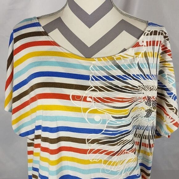 Ing Colorful Striped Drop Back Tee - Picture 2 of 6